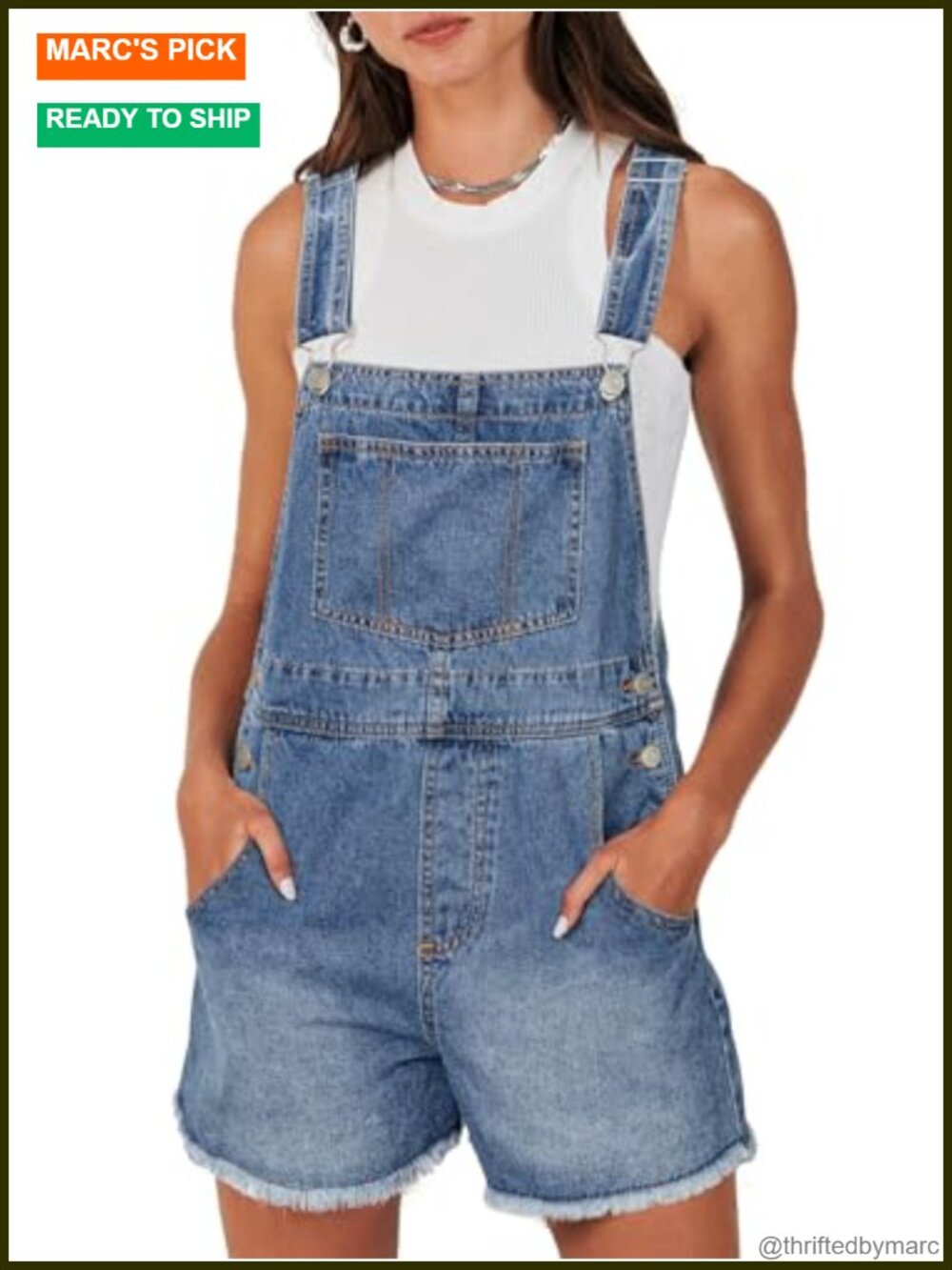 Glamaker Denim Overall Shorts for Women Loose Fit Cotton Blend Summer Romper